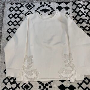 Cream Sweatshirt with Embroidered Details